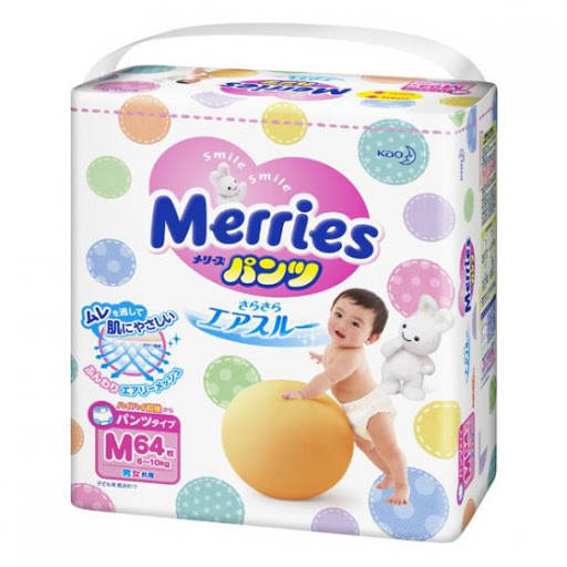 日本 Merries  M碼 64片裝 學行褲