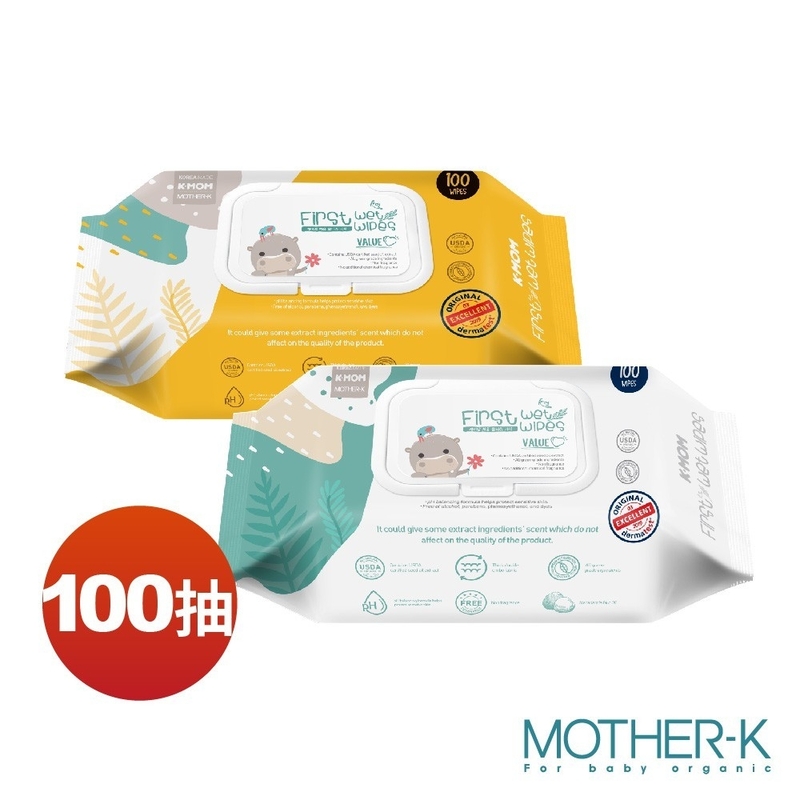 K-MOM 嬰幼兒有機濕紙巾-有蓋壓花款（100 片）