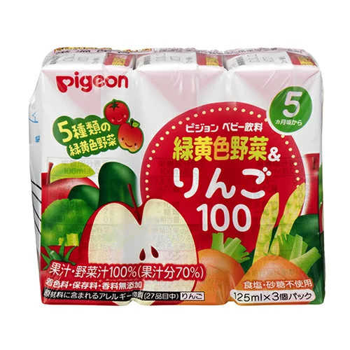 日本 Pigeon 貝親 野菜蘋果汁 (125ml x3) 5月+ #VIP會員$20