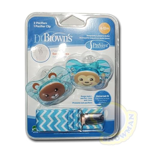 Dr. Brown’s 減壓安撫奶咀 2 個裝連防掉帶 6-12M+ -藍 VIP會員9折