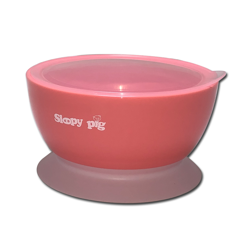 SLEEPY PIG 防漏吸盤碗 (粉紅色) 6月+