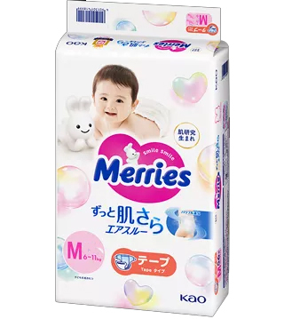 日本 Merries M碼 56片裝 紙尿片  (2025新舊裝隨機發貨 *新裝片數較小*)