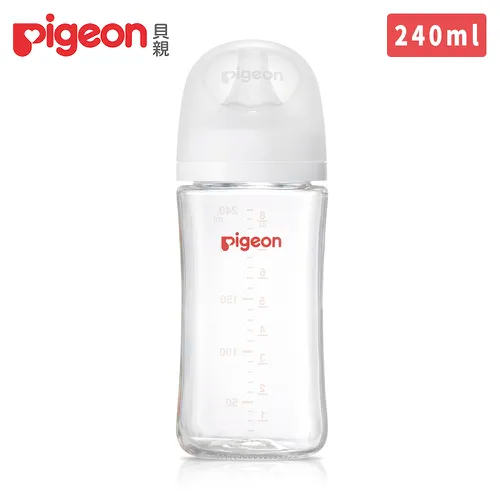 日本貝親PIGEON 寬口母乳實感玻璃奶瓶240ml (第3代) (港版行貨) (A291)