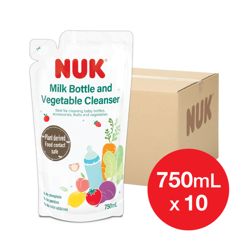 (預售優惠)NUK - (原箱) 奶瓶蔬果清洗液 (750mL x 10包)【升級新配方】