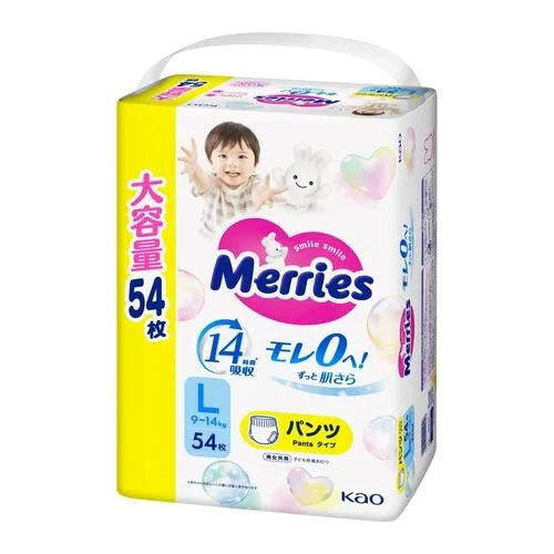 日本 Merries L碼 54片裝 學習褲 (2025新舊裝隨機發貨 *新裝片數較小*)