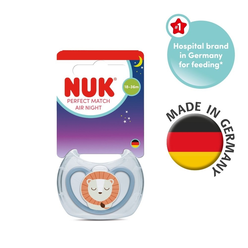 德國 NUK 超透氣夜光 矽膠安撫 奶咀嘴連消毒盒 18-36月 