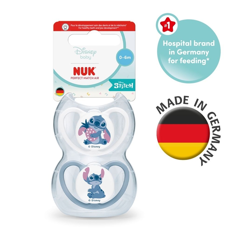 德國 NUK 史迪仔超透氣安撫奶嘴連盒2個裝 0-6月