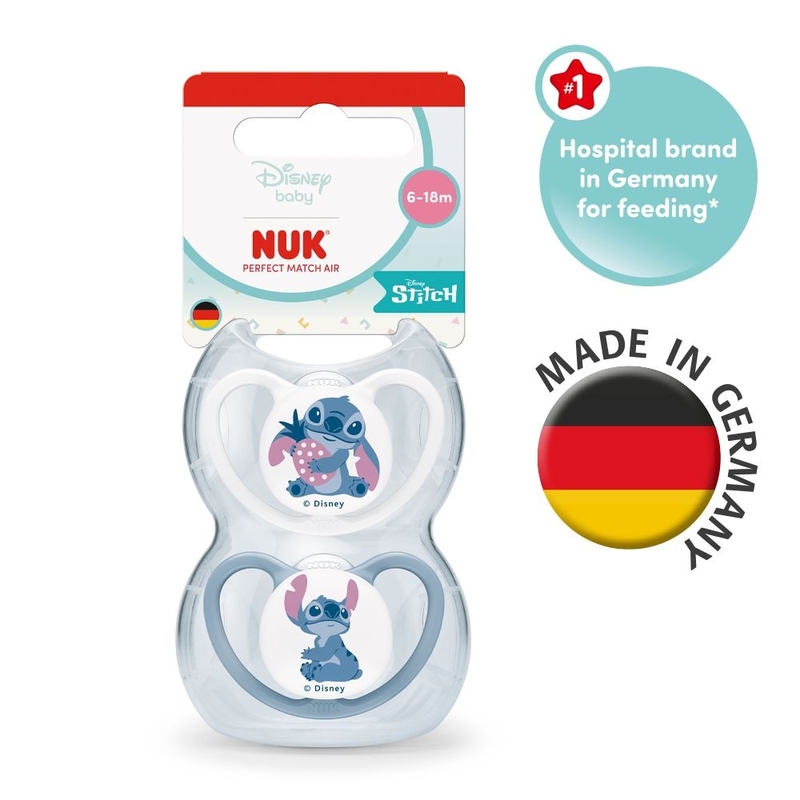 德國 NUK 史迪仔超透氣安撫奶嘴連盒2個裝 6-18月