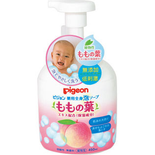 日本 Pigeon 桃葉保濕泡沫沐浴露 450ml #VIP會員9折